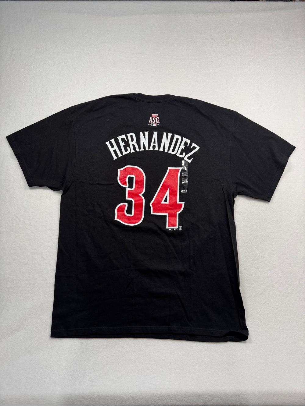 Majestic American League Black Tee with White 'Hernandez' and Red 34